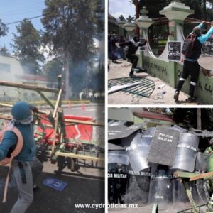 Normalistas atacan campo militar No. 1, el ejército los repele