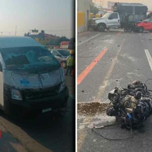 Volcó una combi de servicio público en la autopista México-Puebla, hay 14 heridos
