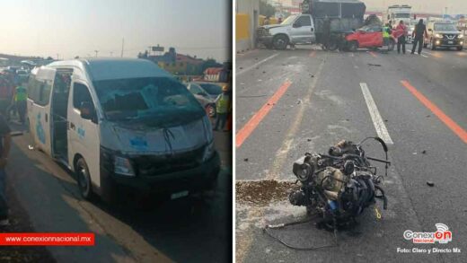 Volcó una combi de servicio público en la autopista México-Puebla, hay 14 heridos