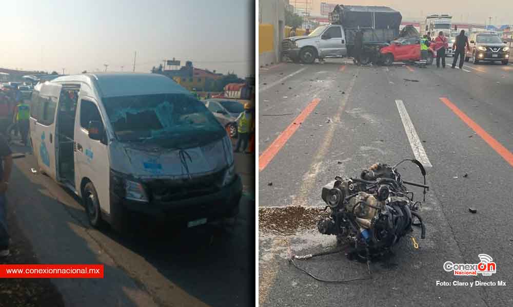 Volcó una combi de servicio público en la autopista México-Puebla, hay 14 heridos