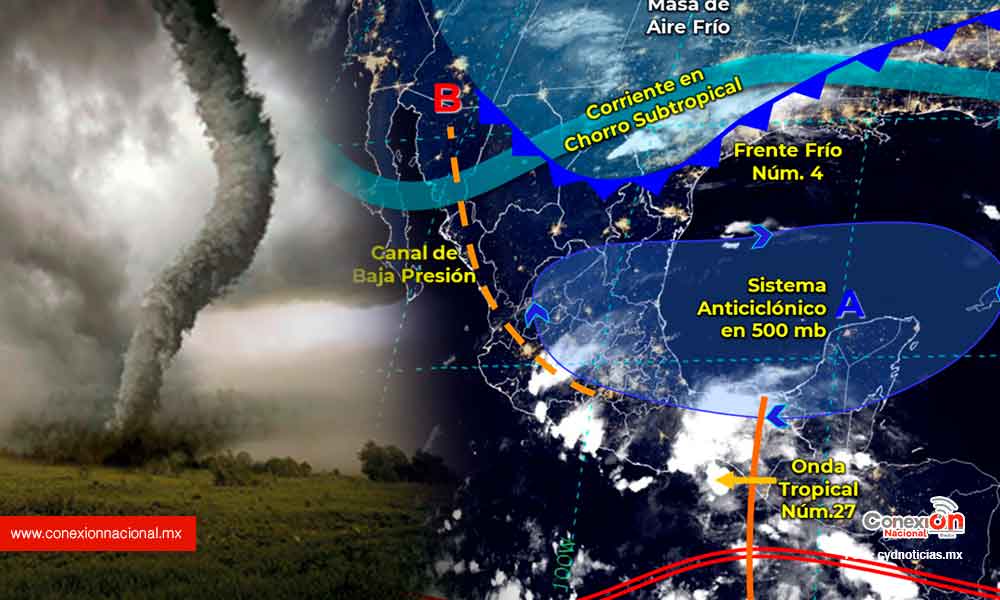 El frente frío no. 4 genera lluvias y se forman torbellinos en el norte del país