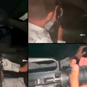 Elemento de la GN es grabado conduciendo y disparando al ritmo de un corrido.