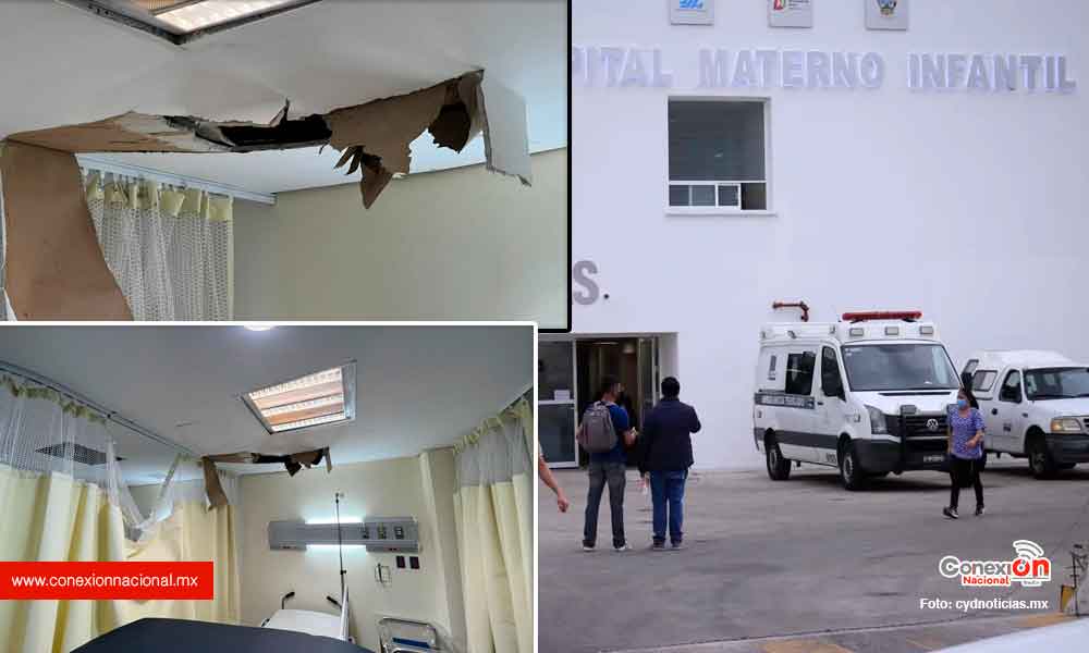 Hospital Materno Infantil de Pachuca no aguanto una lluvia, lo inauguraron hace 4 meses