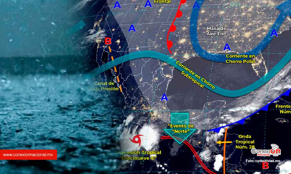 Este jueves se prevén lluvias fuertes en entidades del sur y sureste del país