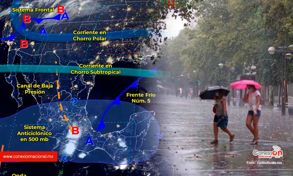 Este miércoles se prevén lluvias fuertes principalmente en el sureste del país