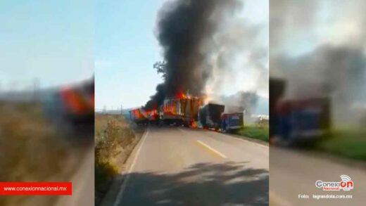 Normalistas roban camiones y los incendian
