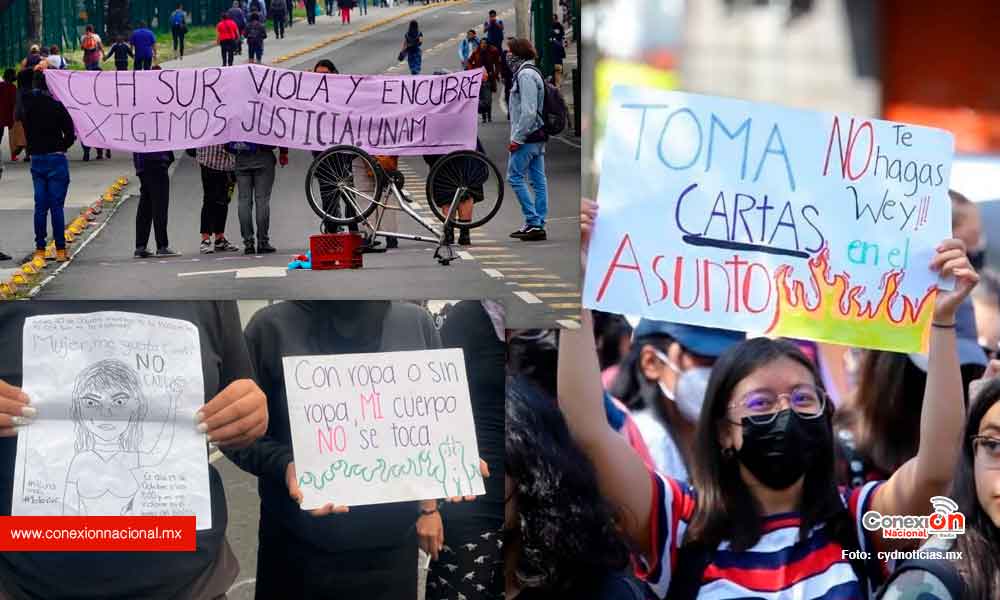 Protestan estudiantes universitarias ante agresión sexual en baño del CCH Sur