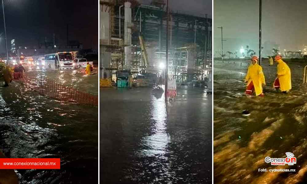 Otra vez se inundó la refinería Dos Bocas