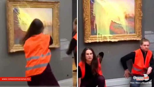 ¡Otra obra de arte atacada! Activistas arrojan puré de papa a un cuadro de Monet