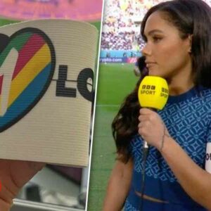 Reportera de la BBC desafía a la FIFA usando un brazalete LGBT en Qatar