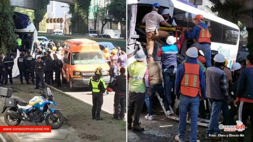 Impactó autobús turístico en Periférico CDMX