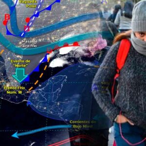 El frente frío no. 18 recorre el noreste, oriente y sureste del país