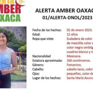 Activan alerta Amber por la desaparición de una menor de edad en Santa María Asunción