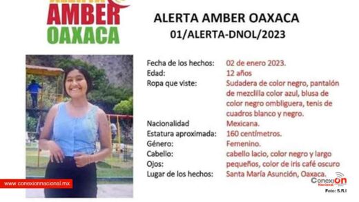 Activan alerta Amber por la desaparición de una menor de edad en Santa María Asunción