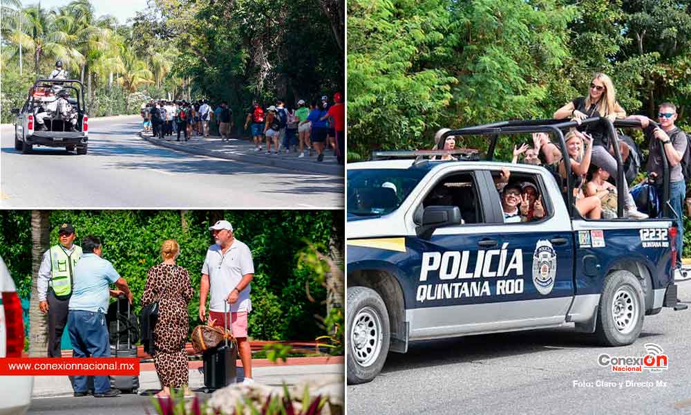En Cancún los turistas caminaron o se movieron en patrullas ante el bloqueo de taxistas