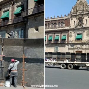 Amurallan Palacio Nacional antes de la marcha en favor del INE