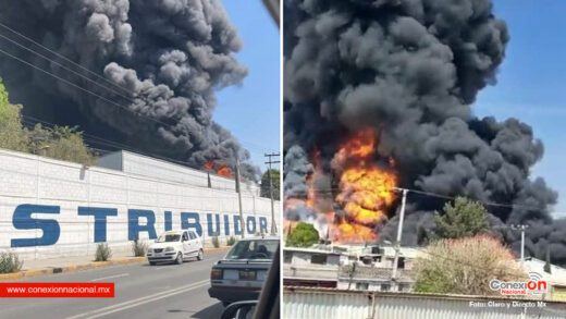 Arde una planta recicladora en Ecatepec, la columna de humo sobresale a kilómetros