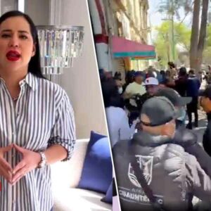 A golpes y empujones terminan protesta frente a domicilio de Sandra Cuevas