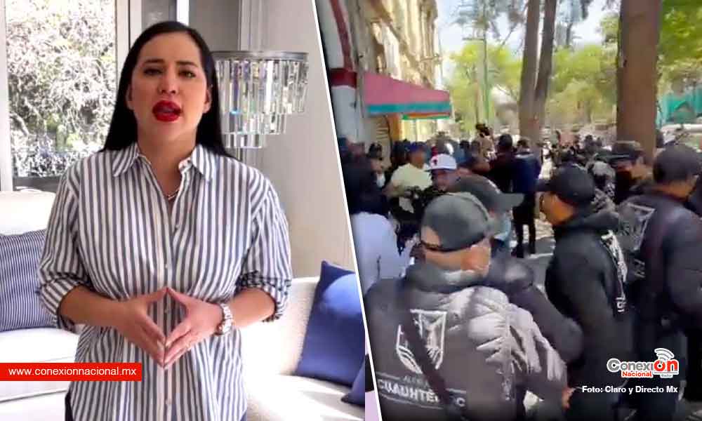 A golpes y empujones terminan protesta frente a domicilio de Sandra Cuevas