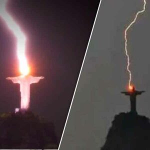 Rayo impacta el Cristo Redentor
