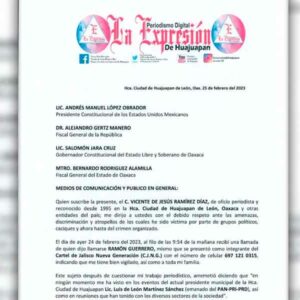 Reportero pide intervención del presidente