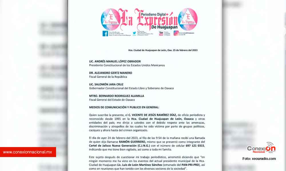 Reportero pide intervención del presidente