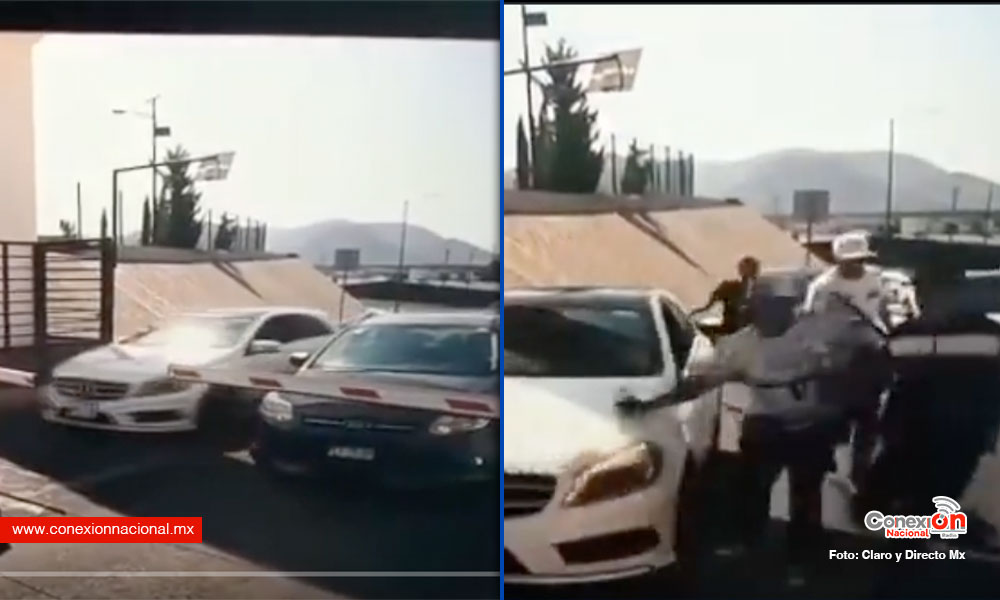 Graban a montachoques persiguiendo a un conductor que huyó de su extorsión