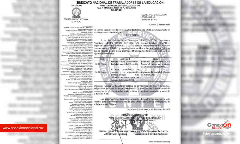 Marchará sección 22 para exigir alto a agresiones y asesinatos contra mujeres