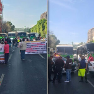 Transportistas realizan marcha y bloqueos en calles del Centro de la CDMX