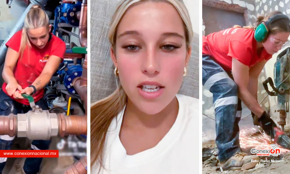 Rompe estereotipos trabajando como plomera en una carrera de hombres